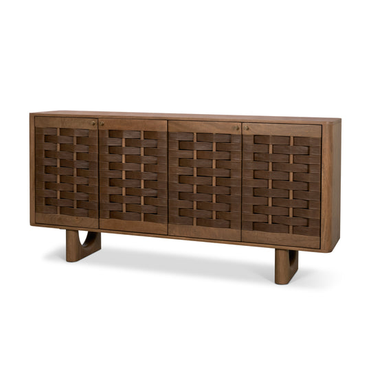 Wexlan Solid Wood w/ Leather Weave 4 Door Closed Sideboard