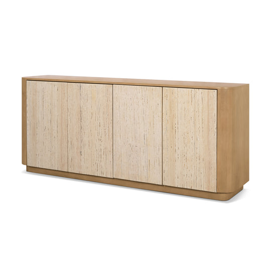 Serrin Solid Wood w/ Travertine 4 Door Closed Sideboard
