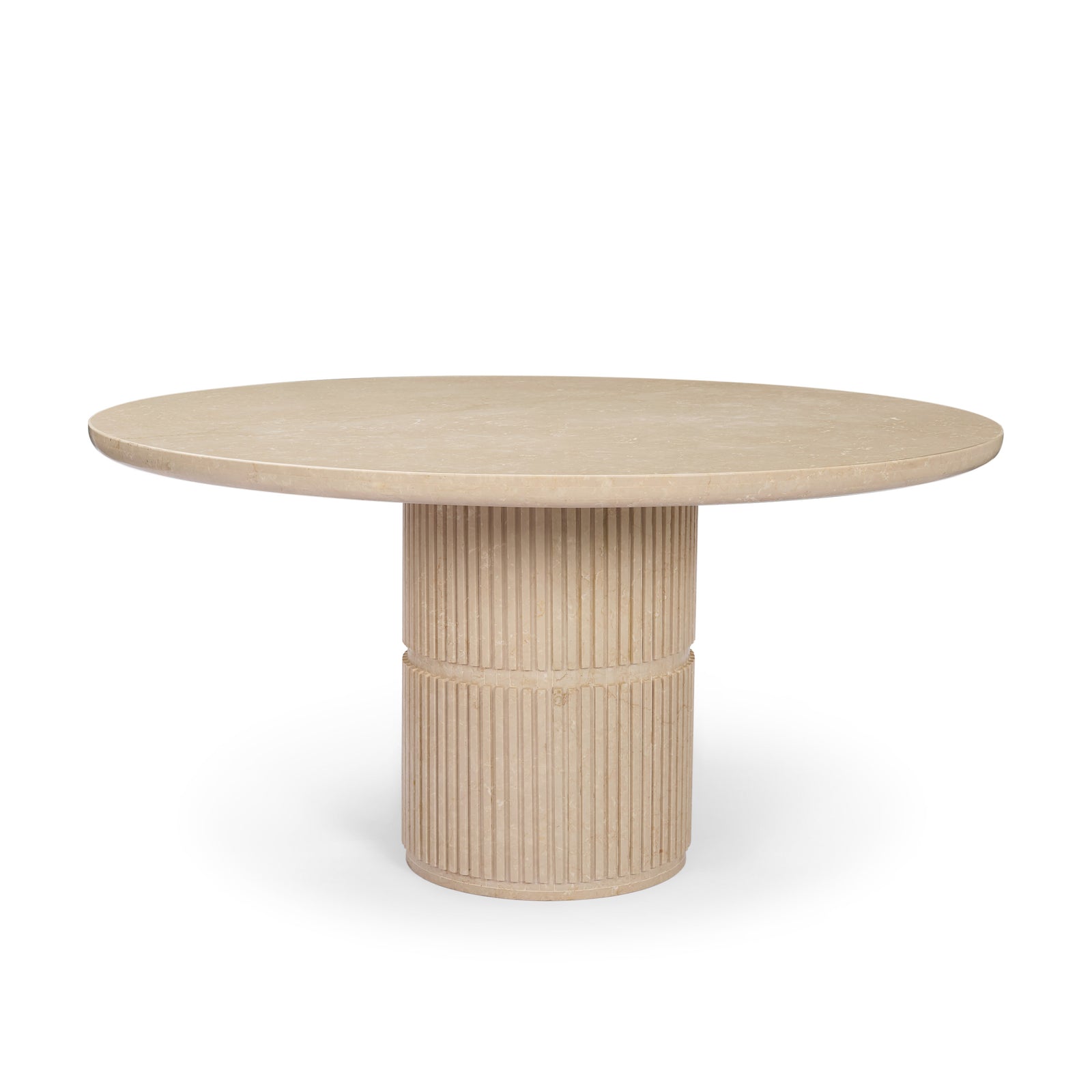 Sorrano 59" Botticino Marble Round w/ Fluted Base Dining Table