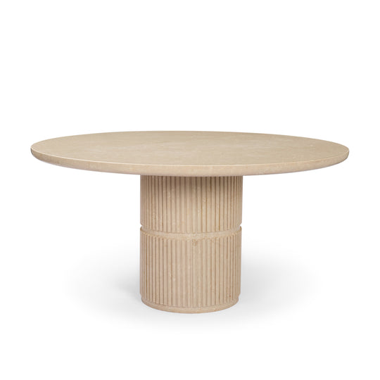 Sorrano 59" Botticino Marble Round w/ Fluted Base Dining Table