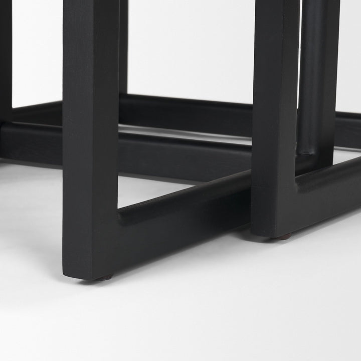Grier Set of 2 Black Wood w/ Black Cane Nesting Accent Tables