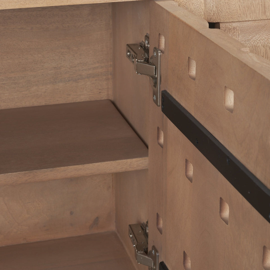 Trellyn Light Brown Solid Wood Carved Woven Desk