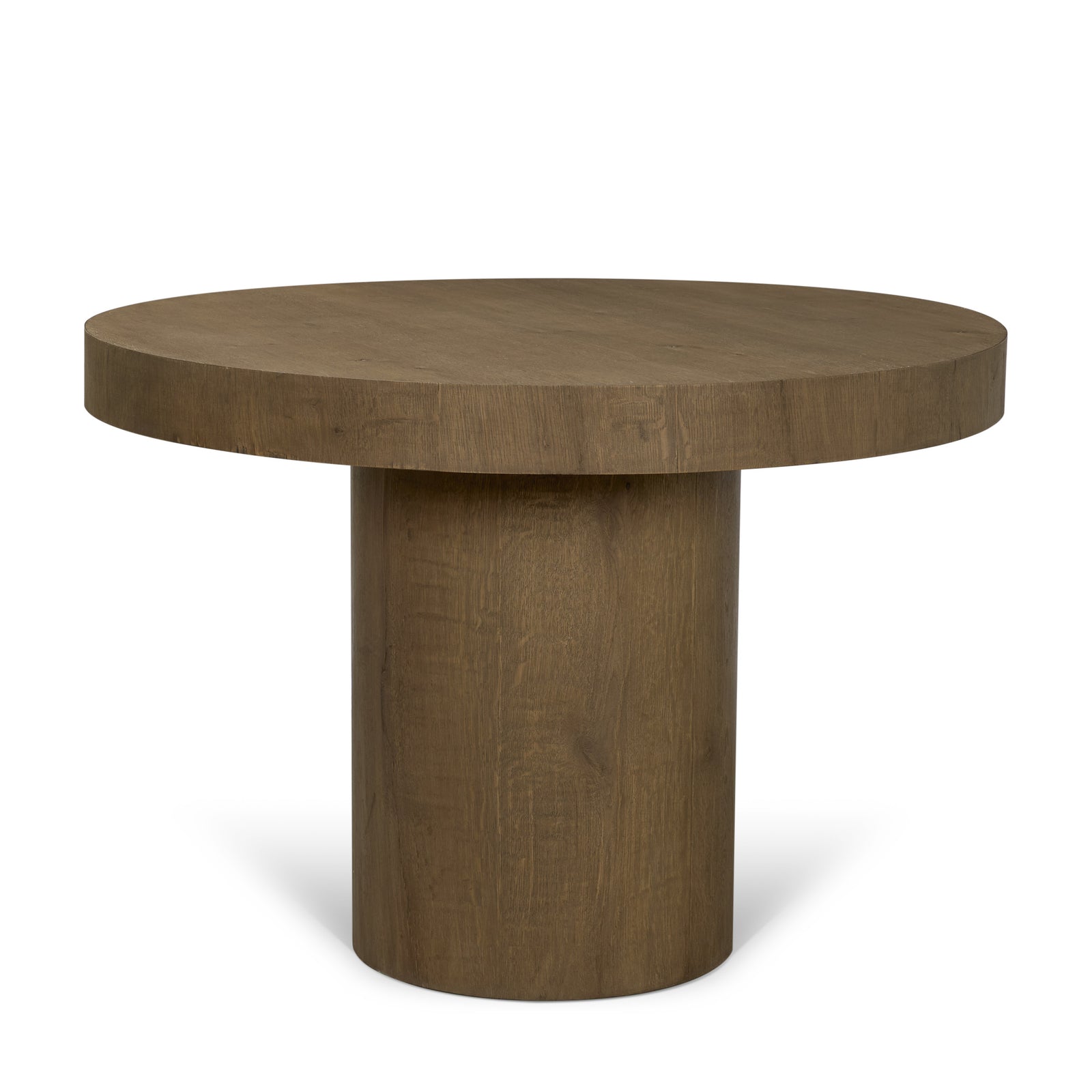 Lyonne 42" Round Medium Brown Oak Wood Pedestal Dining Table