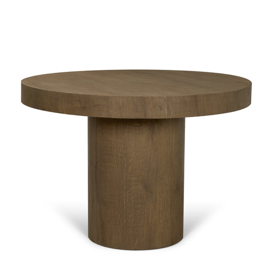 Lyonne 42" Round Medium Brown Oak Wood Pedestal Dining Table