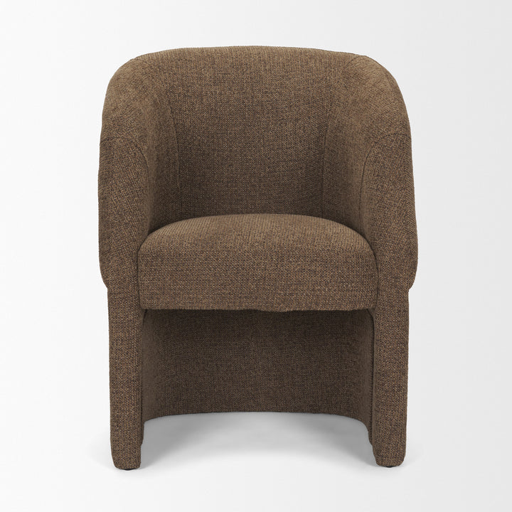 Curtis Brown Fabric Barrelback Half-Moon Base Dining Armchair