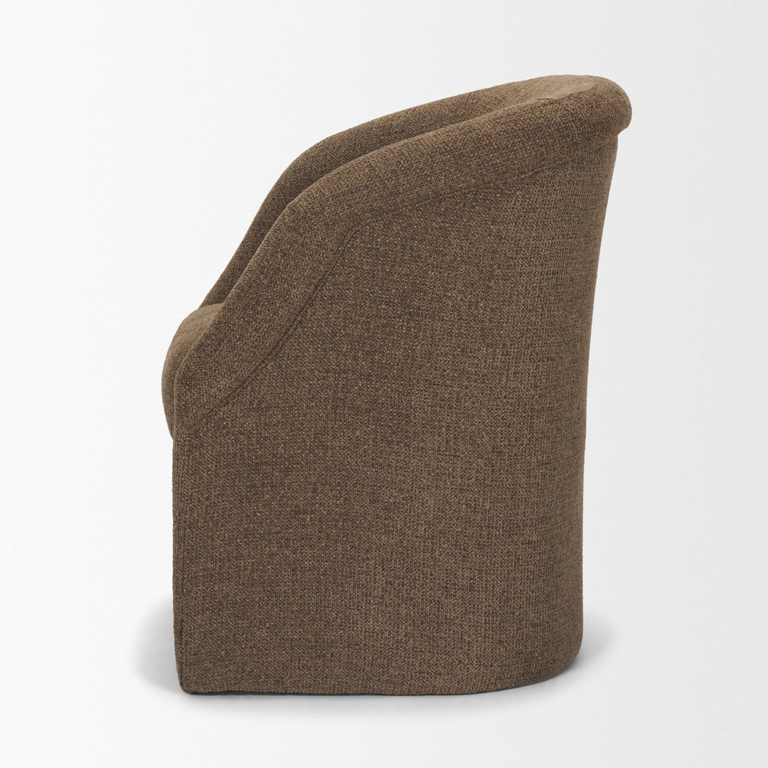 Curtis Brown Fabric Barrelback Half-Moon Base Dining Armchair