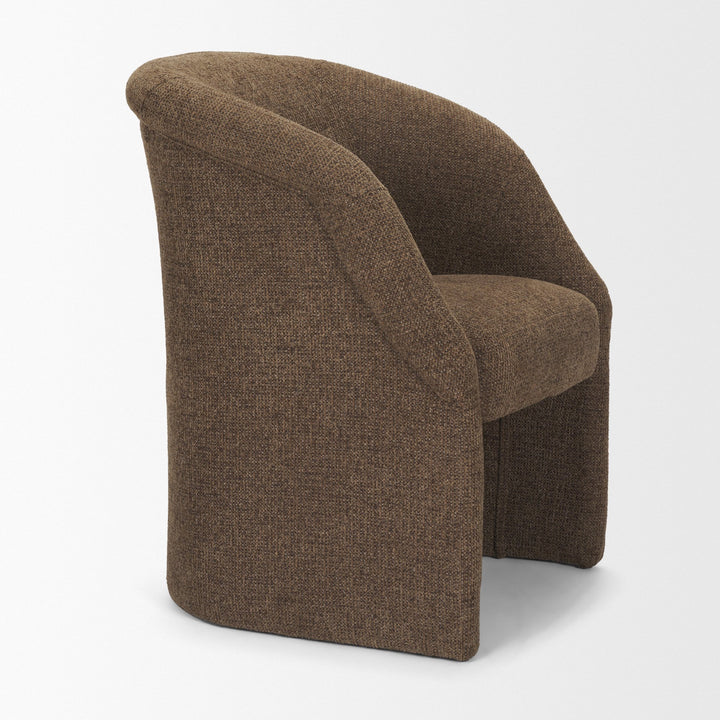 Curtis Brown Fabric Barrelback Half-Moon Base Dining Armchair