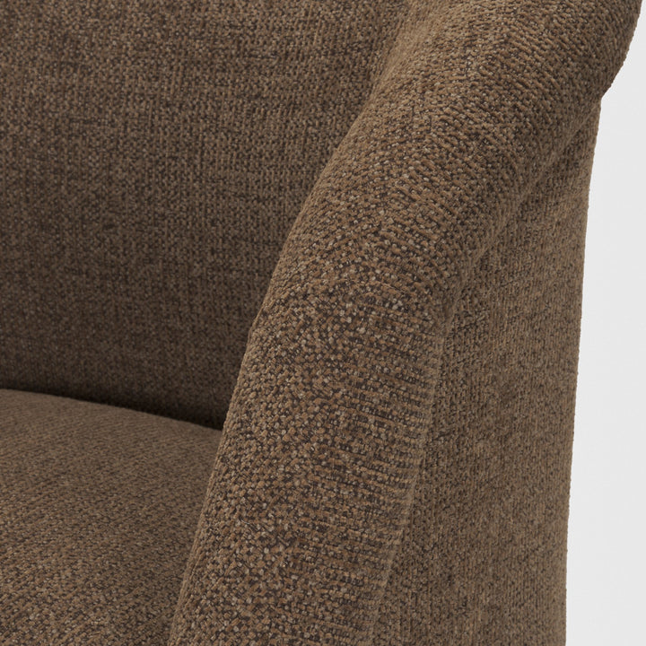 Curtis Brown Fabric Barrelback Half-Moon Base Dining Armchair