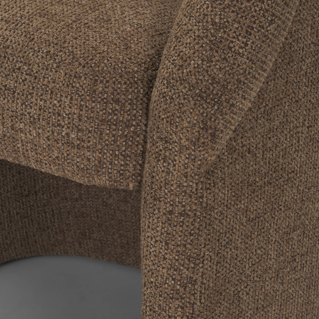 Curtis Brown Fabric Barrelback Half-Moon Base Dining Armchair