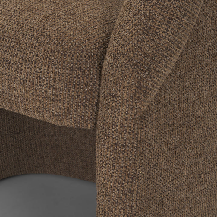 Curtis Brown Fabric Barrelback Half-Moon Base Dining Armchair