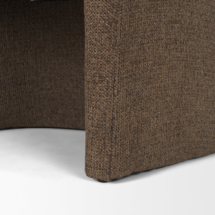 Curtis Brown Fabric Barrelback Half-Moon Base Dining Armchair