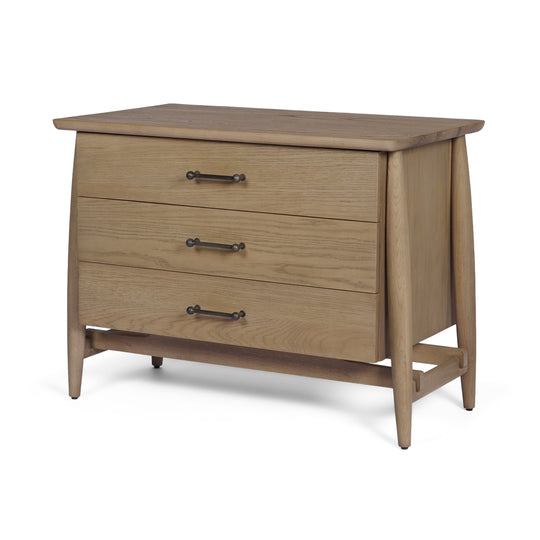 Hollis Gray-Brown Wood 3-Drawer Closed Nightstand