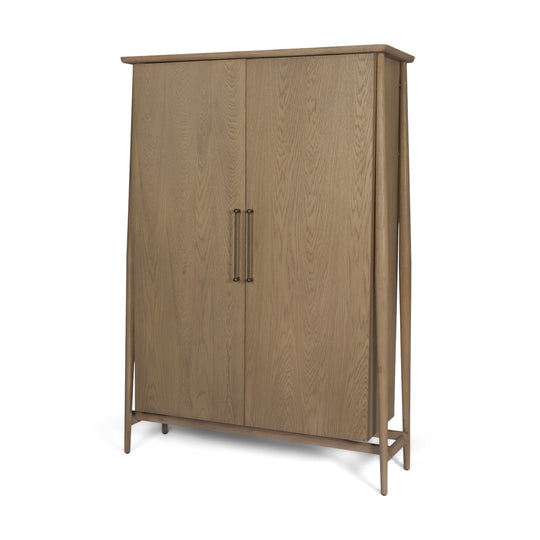 Hollis Gray-Brown Wood Curio Cabinet