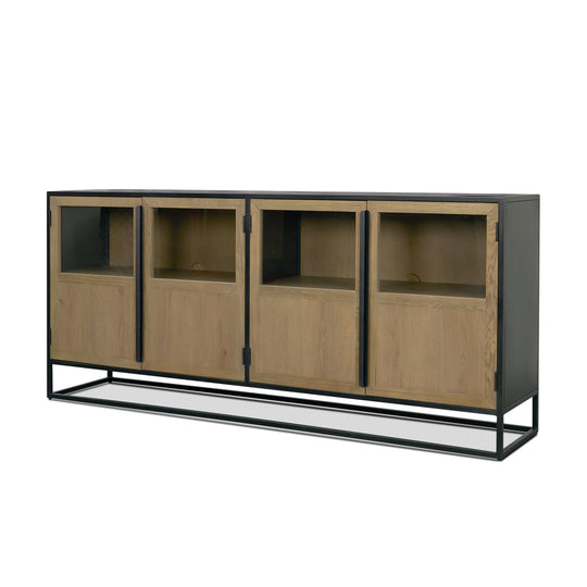 Sloan 80" Light Brown Wood W/Black Metal Frame Sideboard