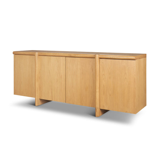 Rowan Light Brown Oak Wood Closed 4 Door Sideboard