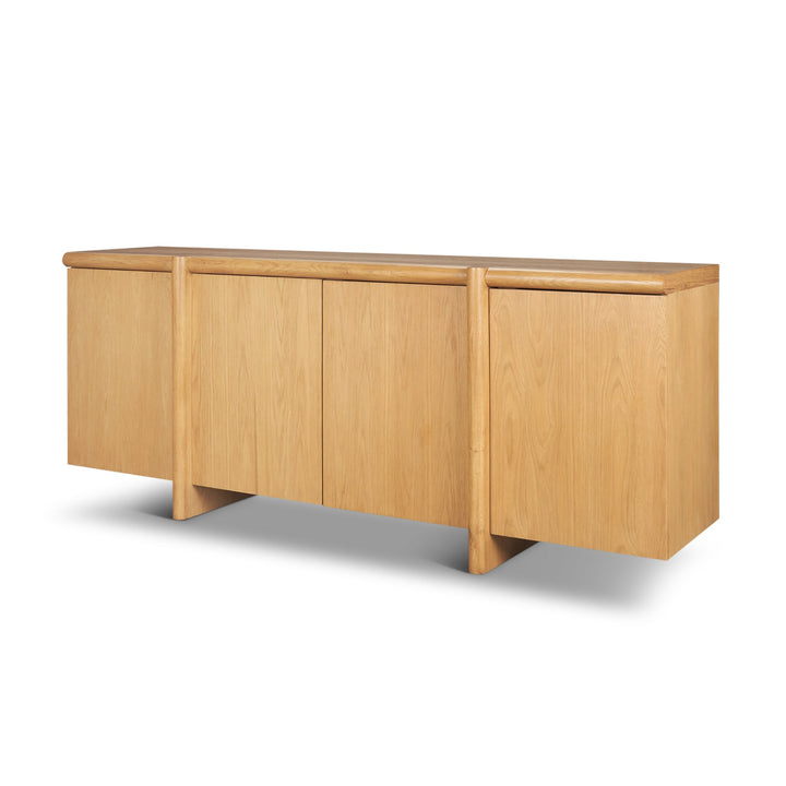 Rowan Light Brown Oak Wood Closed 4 Door Sideboard