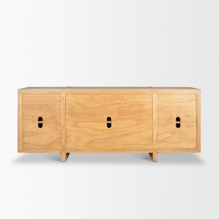 Rowan Light Brown Oak Wood Closed 4 Door Sideboard