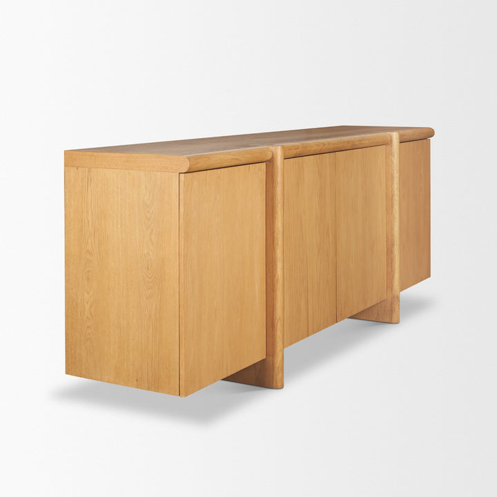 Rowan Light Brown Oak Wood Closed 4 Door Sideboard