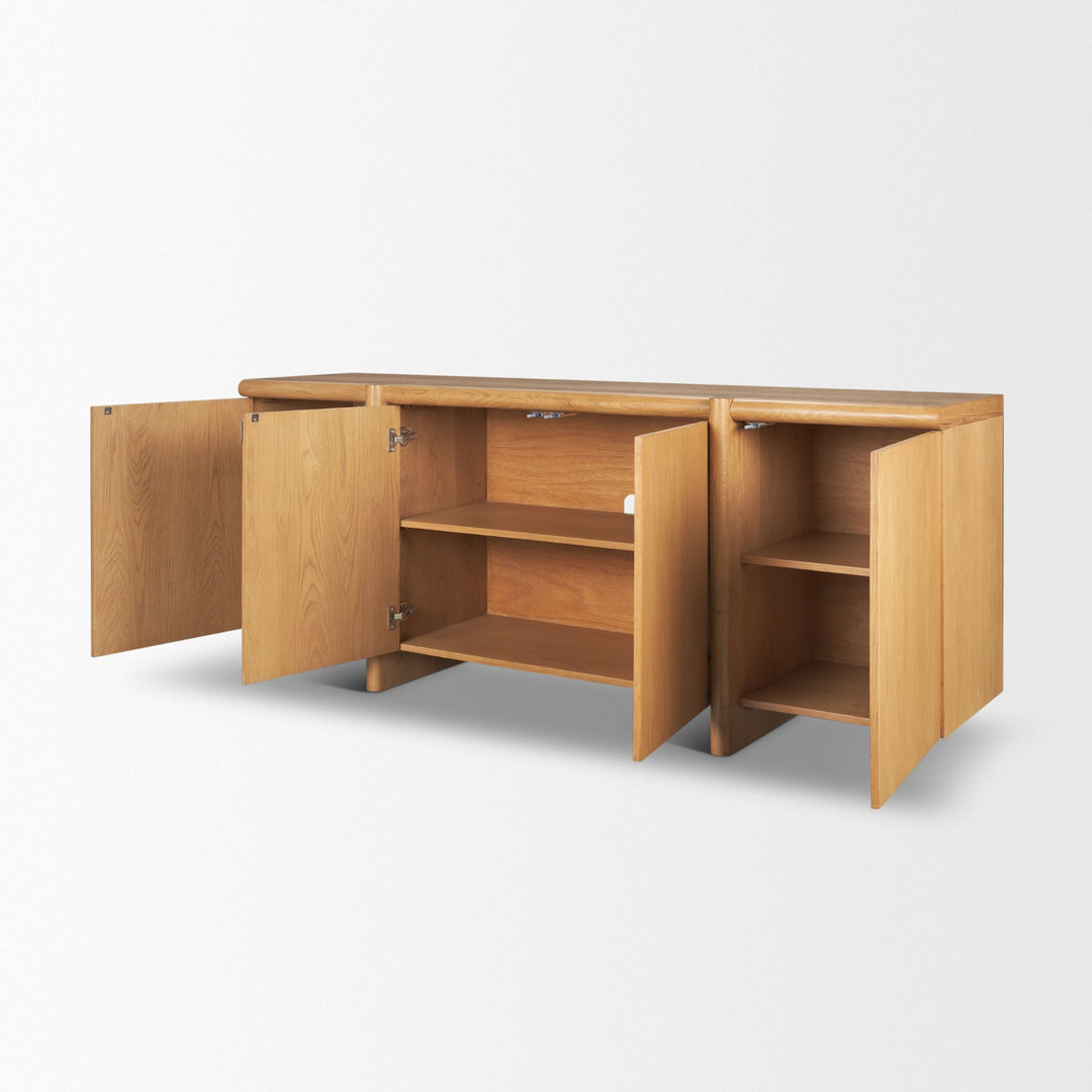 Rowan Light Brown Oak Wood Closed 4 Door Sideboard