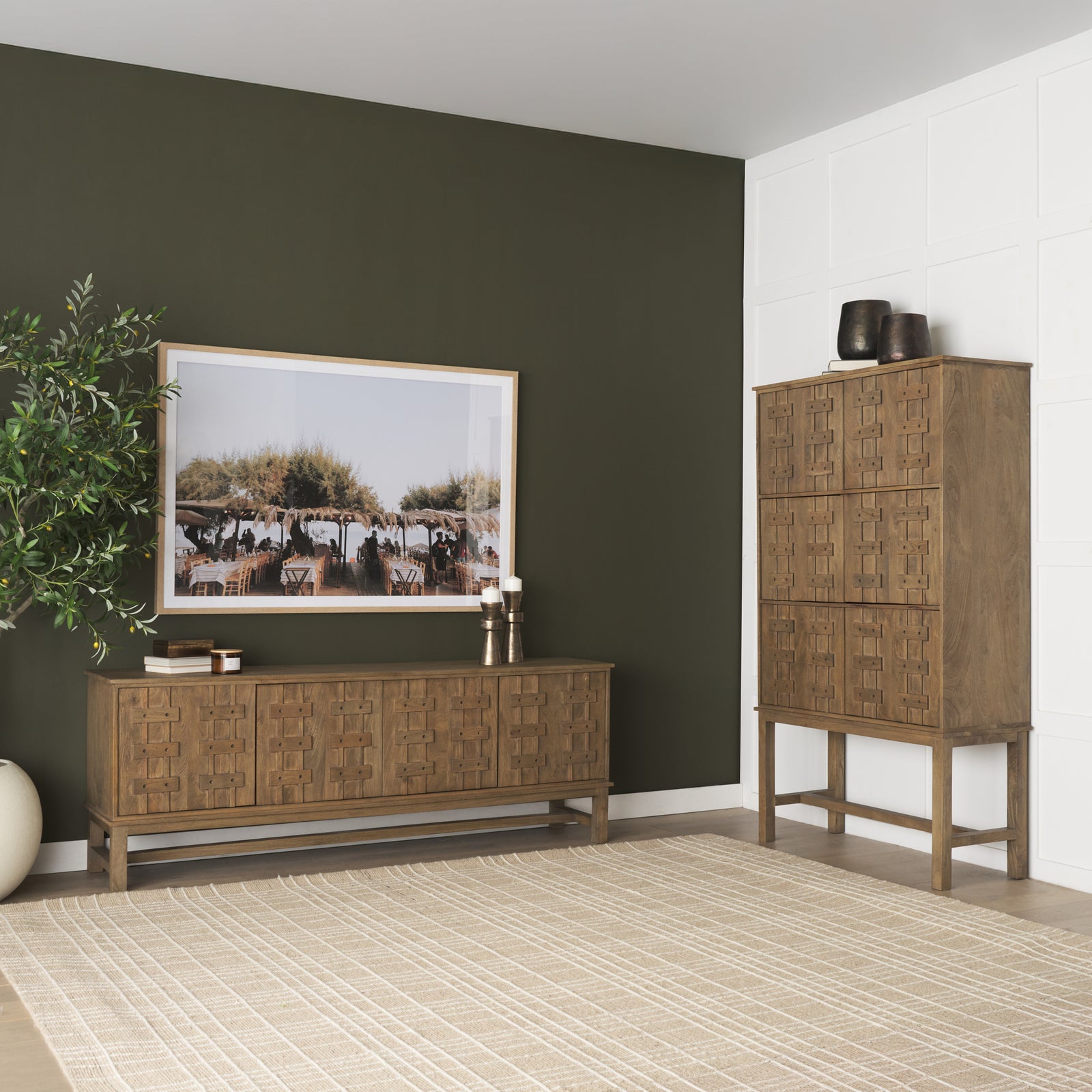 Truss Cool Brown Wood 4 Door Closed Sideboard