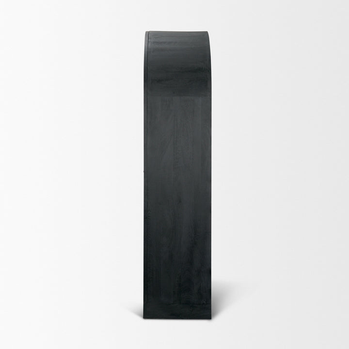 Suri Black Wood W/Glass Doors Arched Curio Cabinet