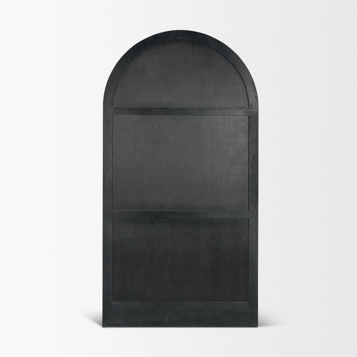 Suri Black Wood W/Glass Doors Arched Curio Cabinet