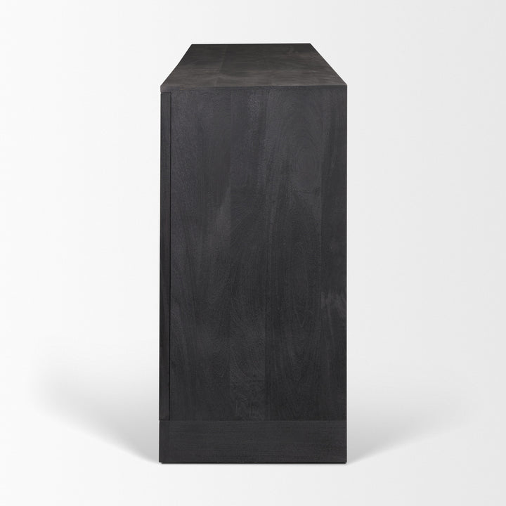 Suri Black Wood w/ Glass 4-Door Closed Sideboard
