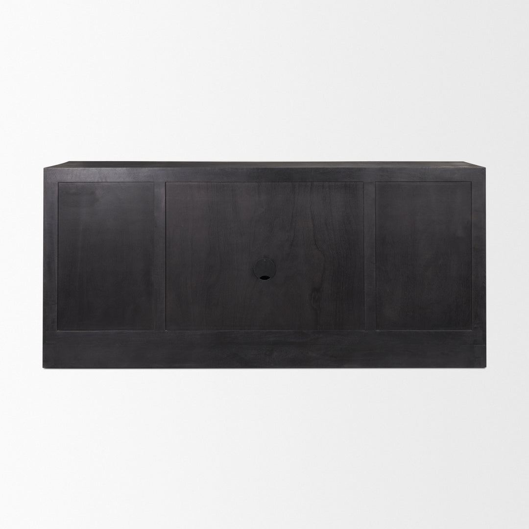 Suri Black Wood w/ Glass 4-Door Closed Sideboard