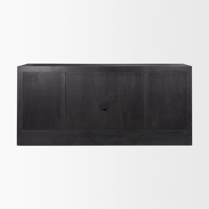 Suri Black Wood w/ Glass 4-Door Closed Sideboard