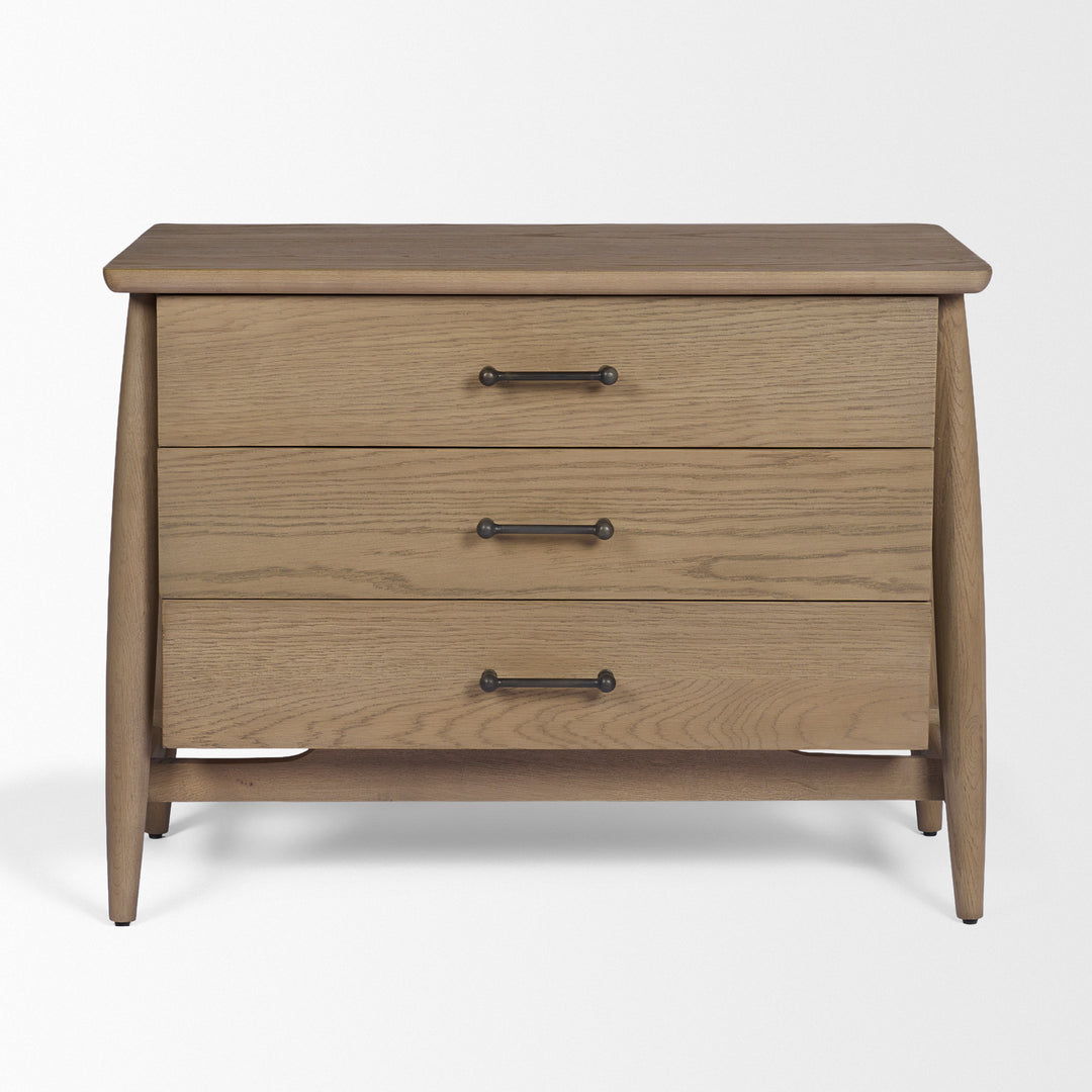 Hollis Gray-Brown Wood 3-Drawer Closed Nightstand