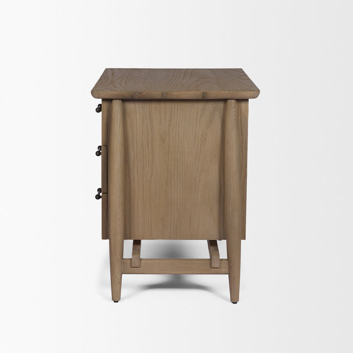 Hollis Gray-Brown Wood 3-Drawer Closed Nightstand