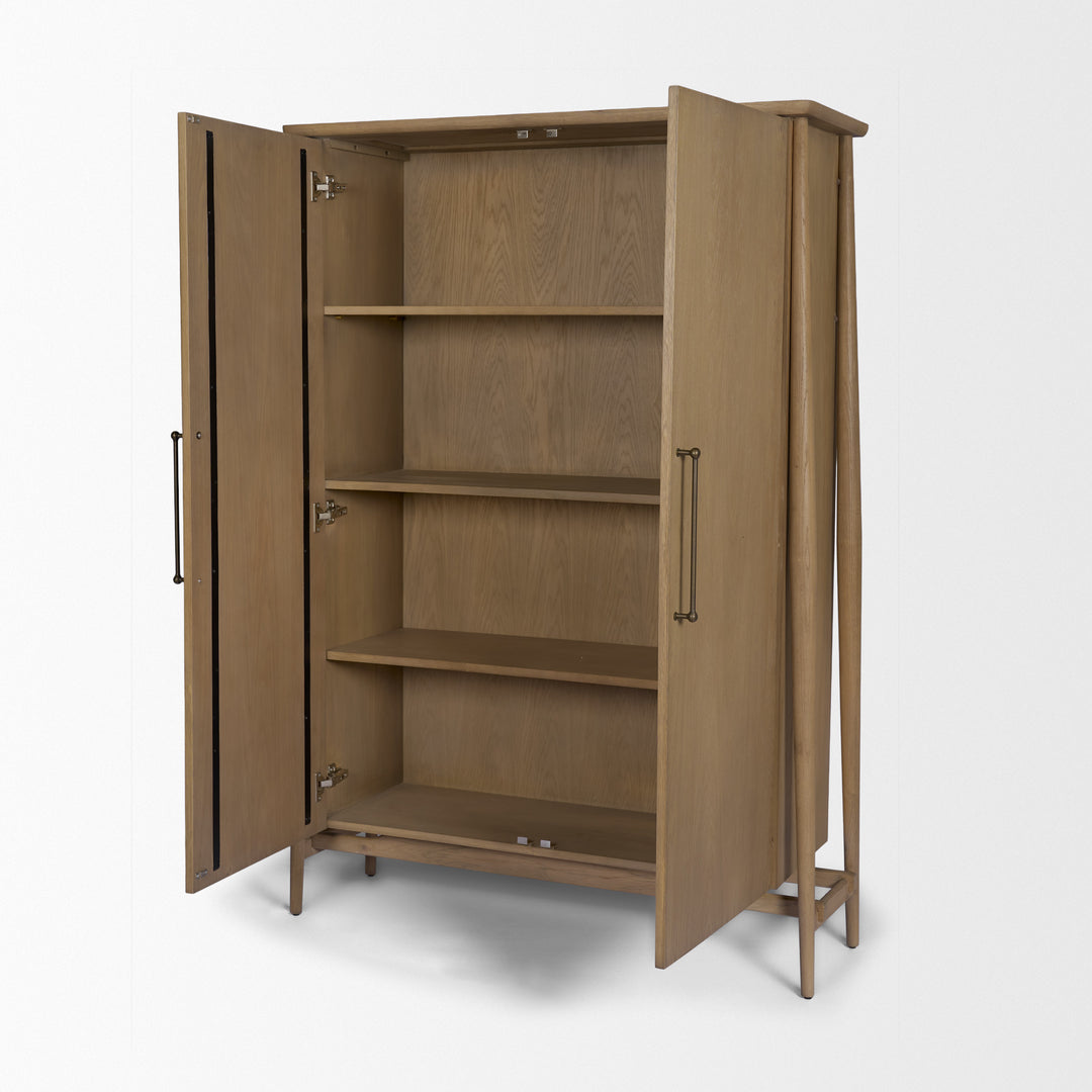 Hollis Gray-Brown Wood Curio Cabinet