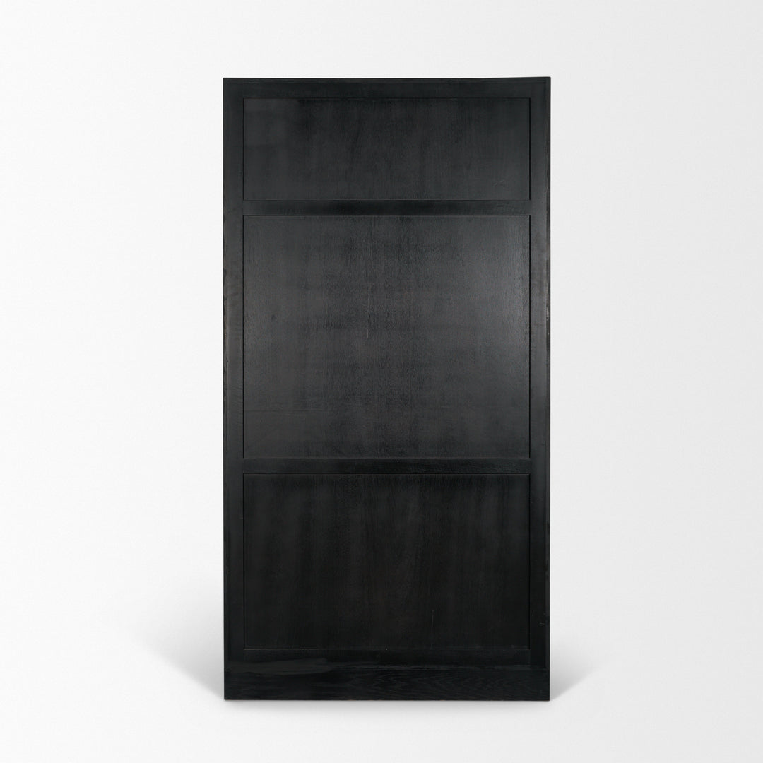 Henry Black & Light Brown Oak Wood w/ Glass Doors Curio Cabinet