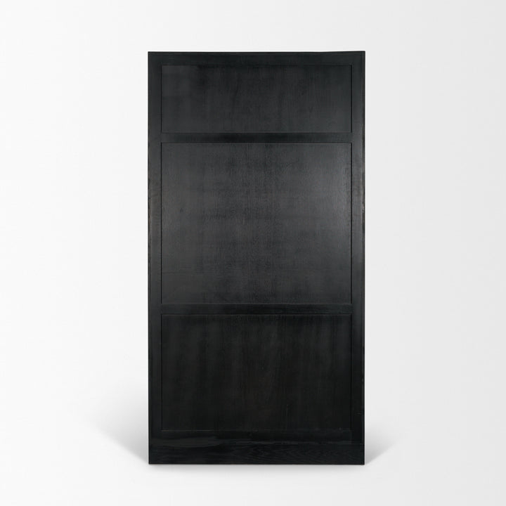 Henry Black & Light Brown Oak Wood w/ Glass Doors Curio Cabinet