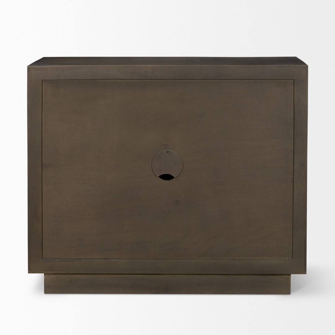 Cinder Distressed Dark Brown Wood Reeded 2-Door Closed Accent Cabinet