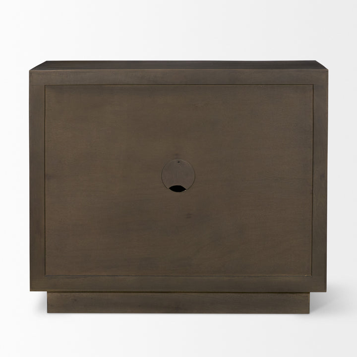 Cinder Distressed Dark Brown Wood Reeded 2-Door Closed Accent Cabinet