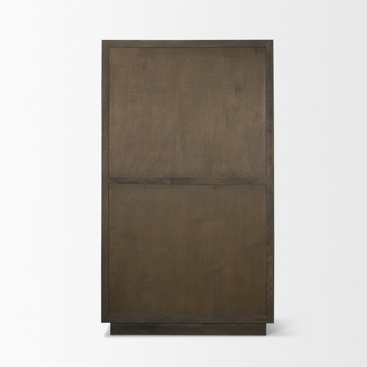 Cinder Distressed Dark Brown Wood Reeded 2-Door Closed Tall Cabinet