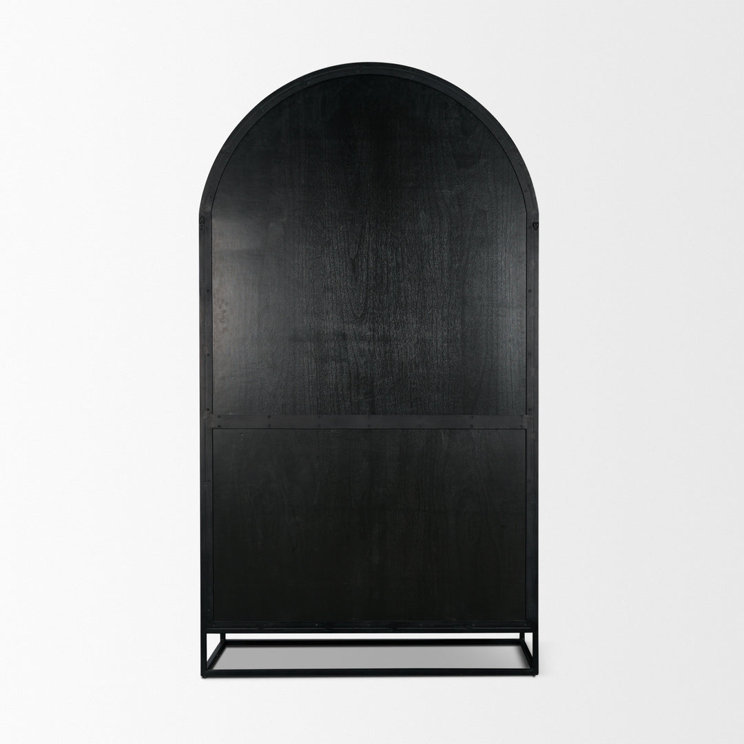 Sloan 47.5W x 80.5H Light Brown W/Black Metal Frame Arched Cabinet