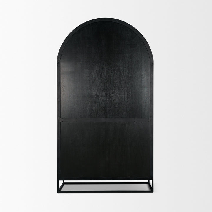 Sloan 47.5W x 80.5H Light Brown W/Black Metal Frame Arched Cabinet