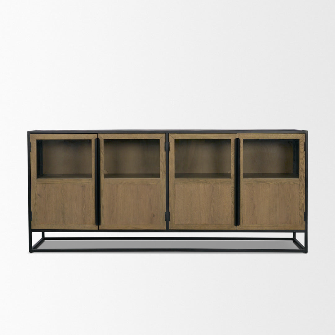 Sloan 80" Light Brown Wood W/Black Metal Frame Sideboard