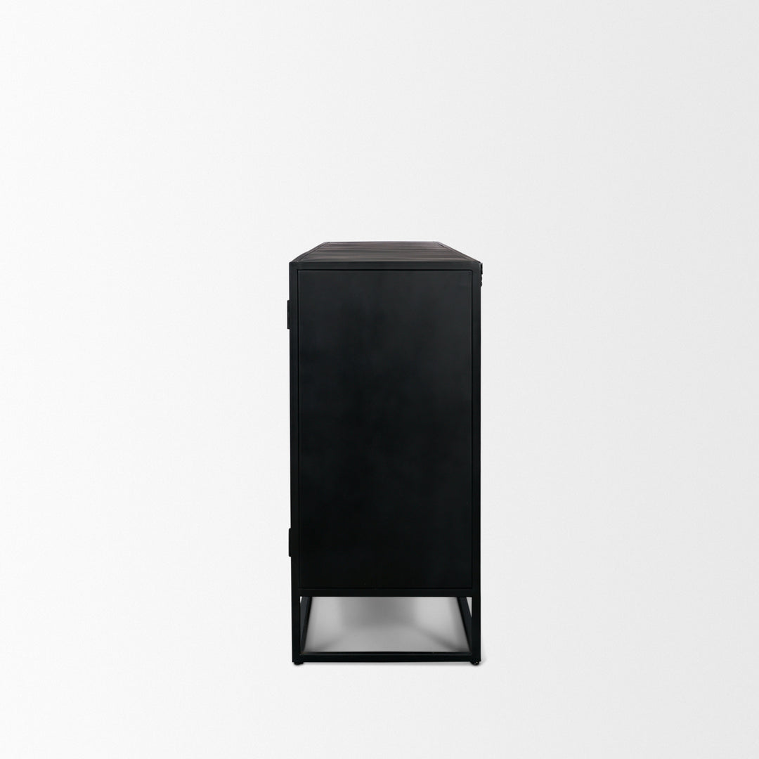 Sloan 80" Light Brown Wood W/Black Metal Frame Sideboard