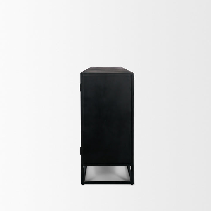 Sloan 80" Light Brown Wood W/Black Metal Frame Sideboard