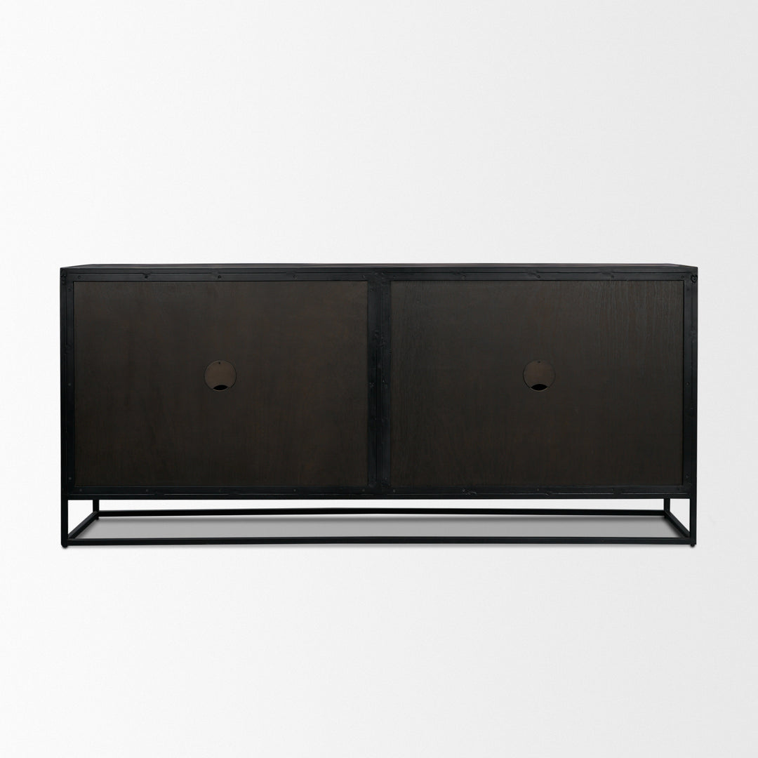 Sloan 80" Light Brown Wood W/Black Metal Frame Sideboard