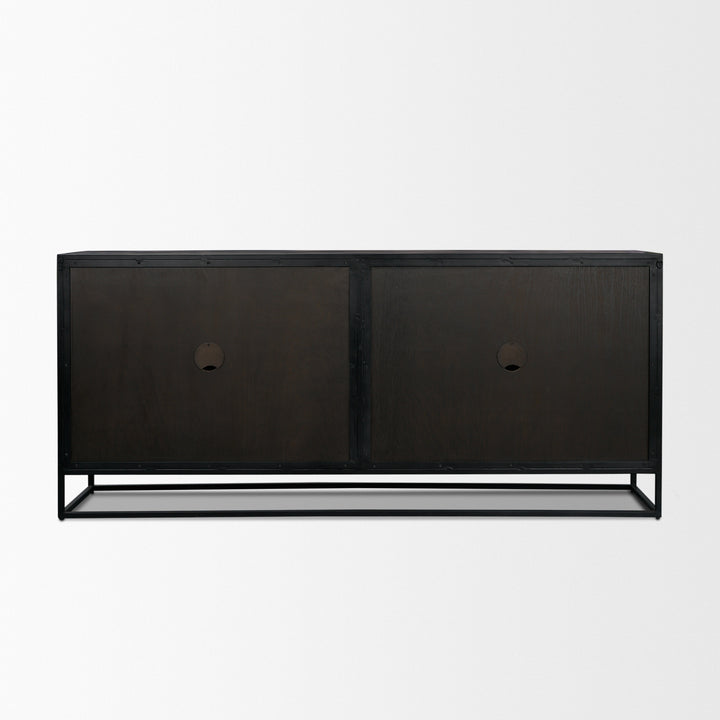 Sloan 80" Light Brown Wood W/Black Metal Frame Sideboard