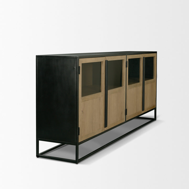 Sloan 80" Light Brown Wood W/Black Metal Frame Sideboard