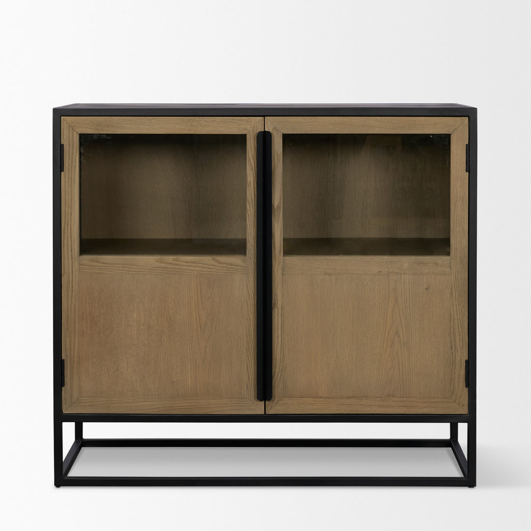 Sloan 40.0W Light Brown W/Black Metal Frame Accent Cabinet