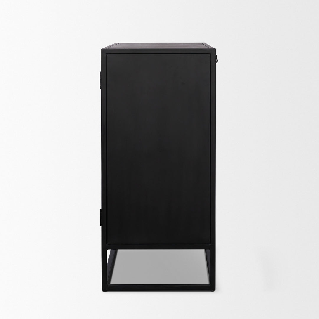 Sloan 40.0W Light Brown W/Black Metal Frame Accent Cabinet