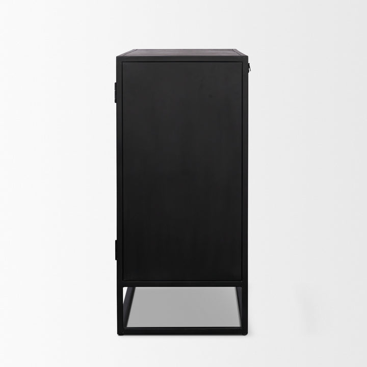Sloan 40.0W Light Brown W/Black Metal Frame Accent Cabinet