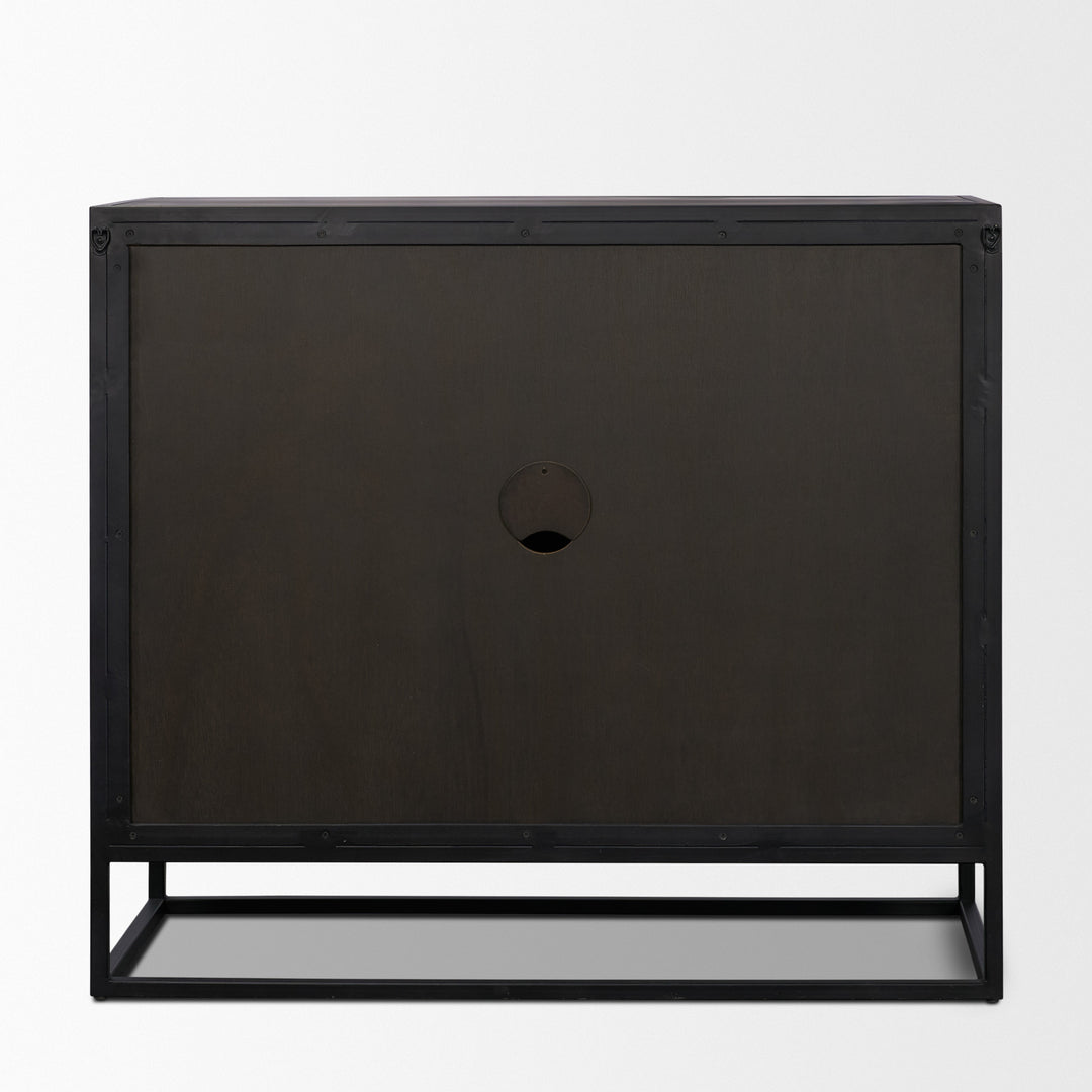 Sloan 40.0W Light Brown W/Black Metal Frame Accent Cabinet