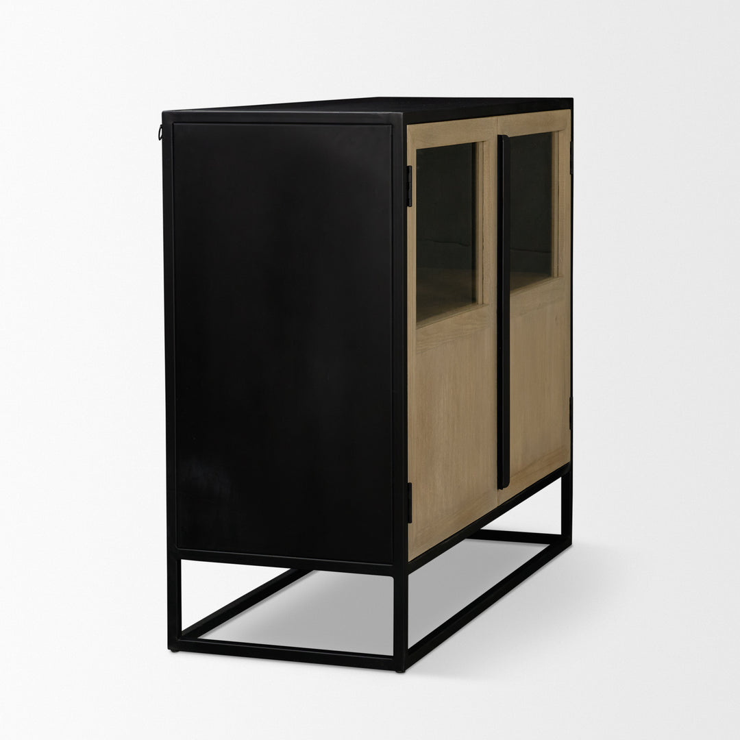 Sloan 40.0W Light Brown W/Black Metal Frame Accent Cabinet